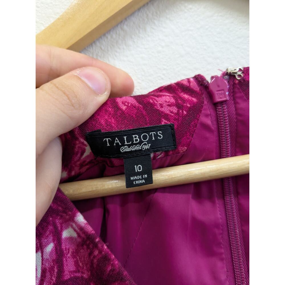Talbots bright pink floral‎ church dress easter cocktail size 10 - Picture 2 of 7